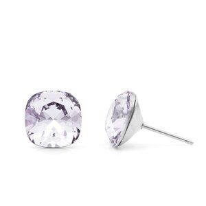 10mm Purple Swarovski Crystal Studs | Cushion Cut Earrings | Hypoallergenic